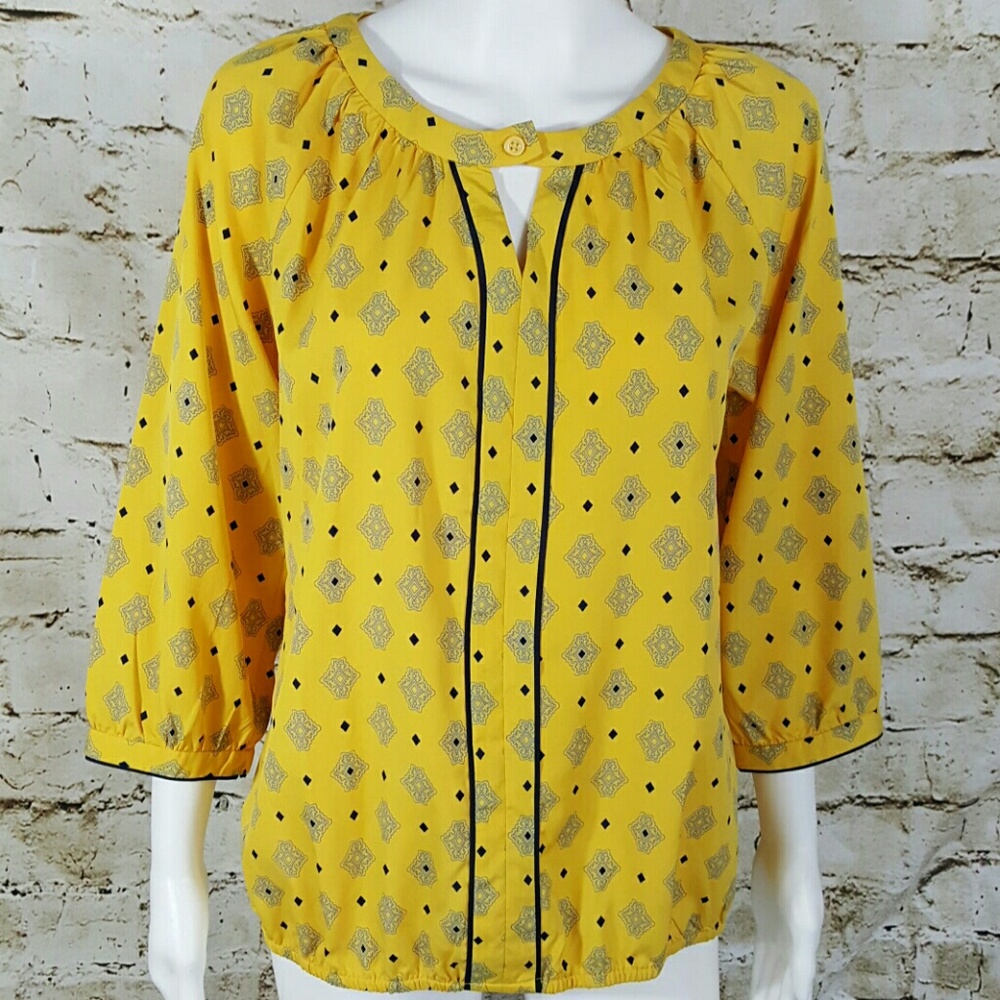 Banana Republic Yellow Patterned Blouse
